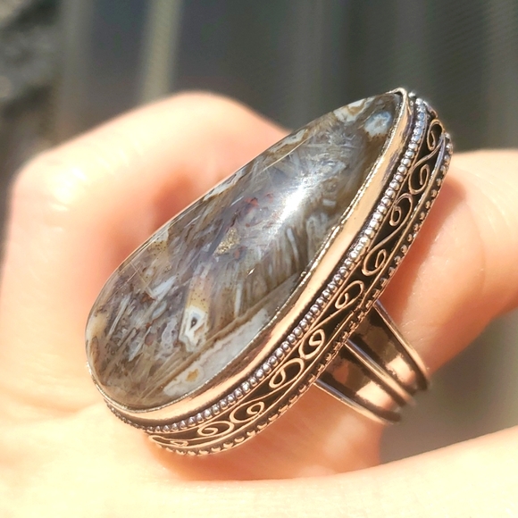 New Stick Agate 925 Silver Statement Ring. - Picture 3 of 16